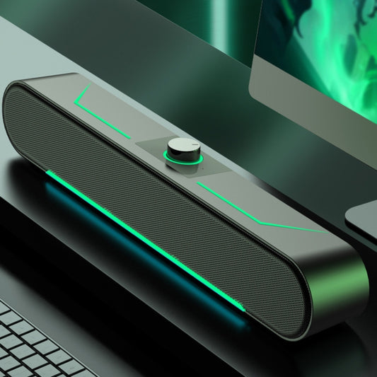 A39 LED Luminous HIFI Stereo Computer Speakers Long Gaming Wired Audio(Black) by buy2fix