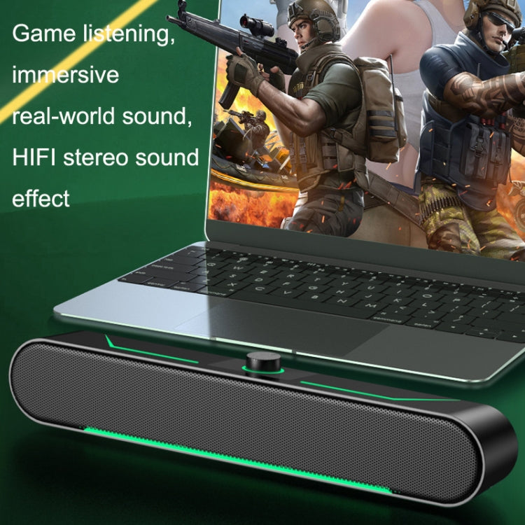 A39 LED Luminous HIFI Stereo Computer Speakers Long Gaming Wired Audio(Black) by buy2fix