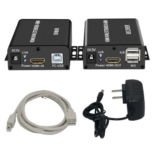 BW-HKE60A HDMI 60m KVM With USB Extender Support POE Single-End Power Supply With US Plug(Black) by buy2fix