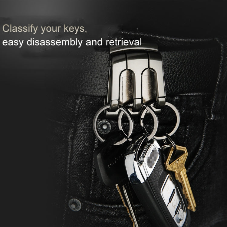 HONEST 3-ring Car Keychain Waist-hanging Anti-loss Keychain For Men(Gray) by HONEST