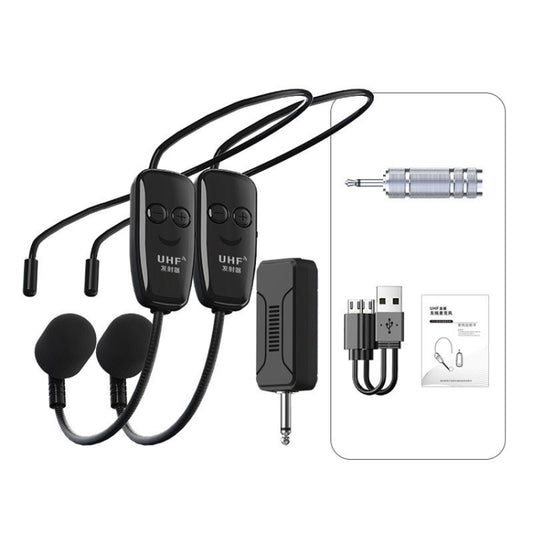 One For Two Outdoor Wireless Microphone Audio Headset Amplifier Loudspeaker(Black) by buy2fix