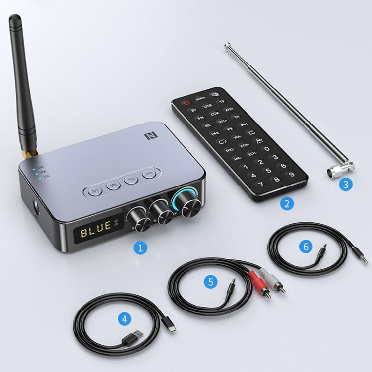 M9 Pro 5.1 Bluetooth Receiver Launcher FM Radio 4 In 1 NFC Audio Adapter by buy2fix