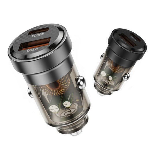 PD+QC Mini Transparent Super Fast Charge Car Cigarette Lighter Charger(Black) by buy2fix