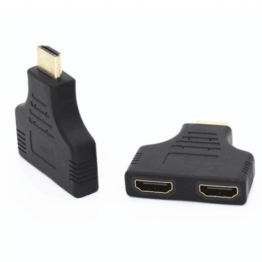 5pcs HDMI Male To 2 HDMI Female Adapter HD Computer Conversion Transformation Plug(Black) by buy2fix