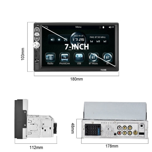 A3061 7 Inches MP5 Bluetooth Player Universal Wired CarPlay Reversing Image Integrated, Style: Standard by buy2fix