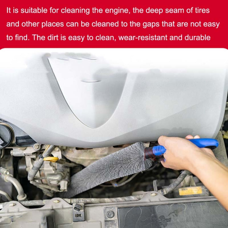 W-102 Car Steel Ring Hub Brush Long Handle Without Hair Hair Curved Cleaning Brush(Blue) by buy2fix