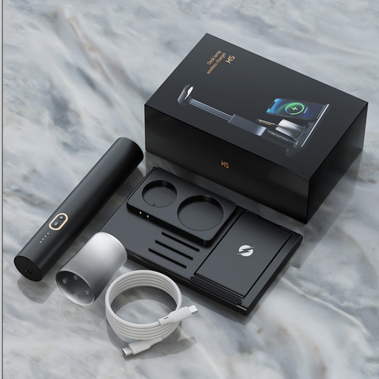 X5 15W Wireless Charging Folding Desk Lamp Phone Stand with Pen Holder(White) by buy2fix