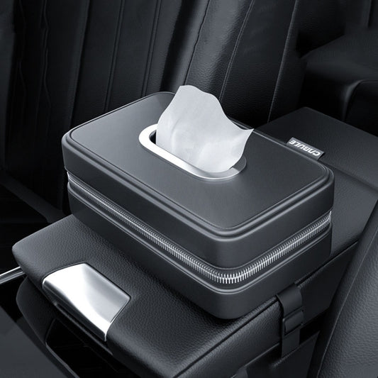 Car Sunshade Board Seat Back Tissue Box Multi-functional Elastic Belt Leather Paper Box(Black) by buy2fix