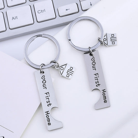 Stainless Steel Titanium Steel Keychain House Pendant(OPP Bag) by buy2fix