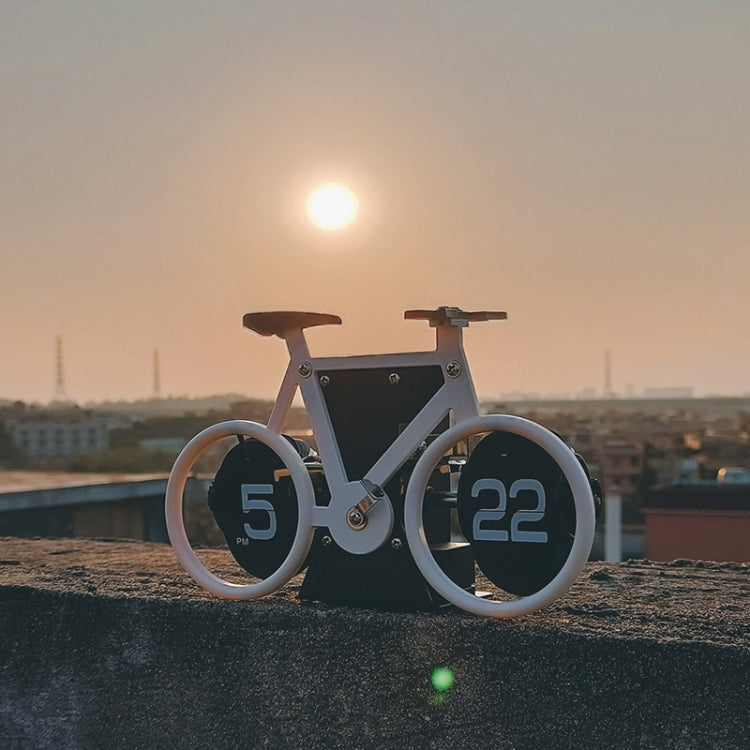 HY-F087 Retro Bicycle Shape Automatic Flip Home Decorative Turning Clock(White) by buy2fix