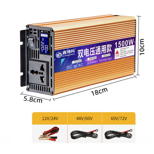 XINBOKE Universal Positive Wave Car Inverter Home Solar Inverter 12V/24V 1500W To 220V 700W by buy2fix