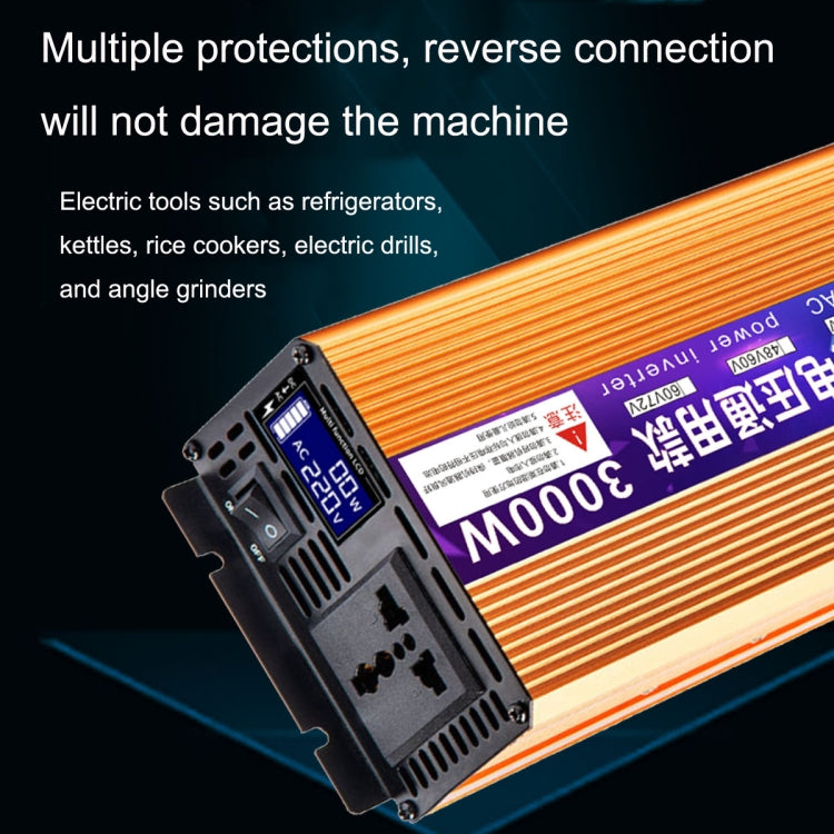 XINBOKE Universal Positive Wave Car Inverter Home Solar Inverter 48V/60V 3000W To 220V 1200W by buy2fix