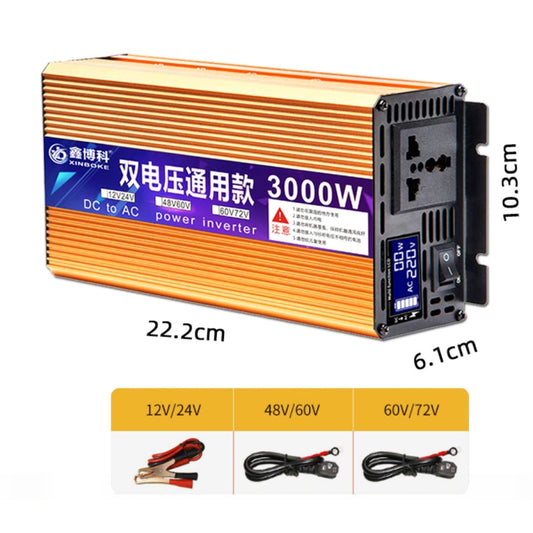 XINBOKE Universal Positive Wave Car Inverter Home Solar Inverter 60V/72V 3000W To 220V 1200W by buy2fix