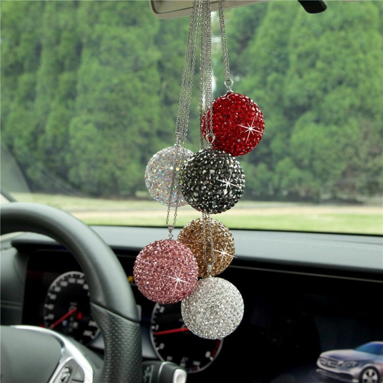 Car Diamond Crystal Ball Rearview Mirror Decoration Pendant(Red) by buy2fix