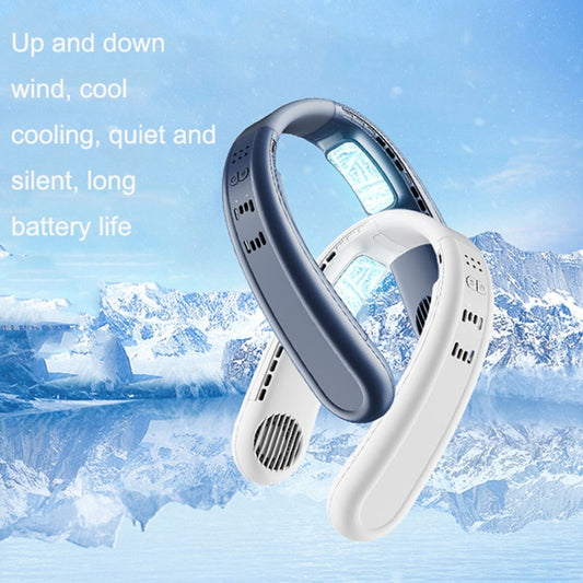 F63 Semiconductor Cooling Hanging Neck Fan USB Silent Outdoor Mini Fan(Blue) by buy2fix