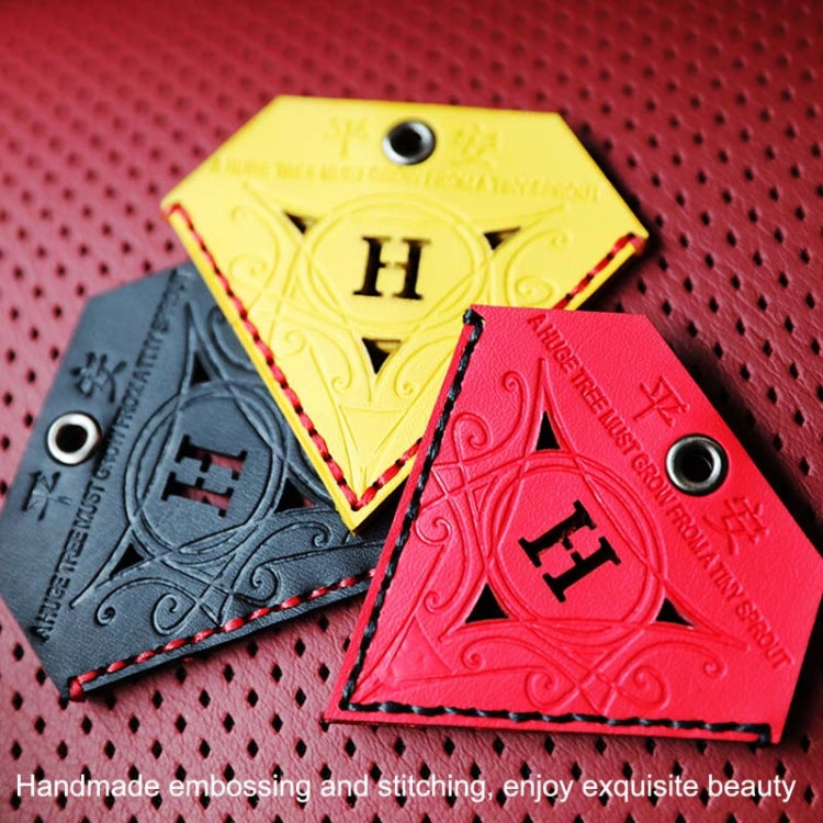 Car Pendant Triangular Ping An Charm Bag Leather Rearview Mirror Ornament(Red) by buy2fix