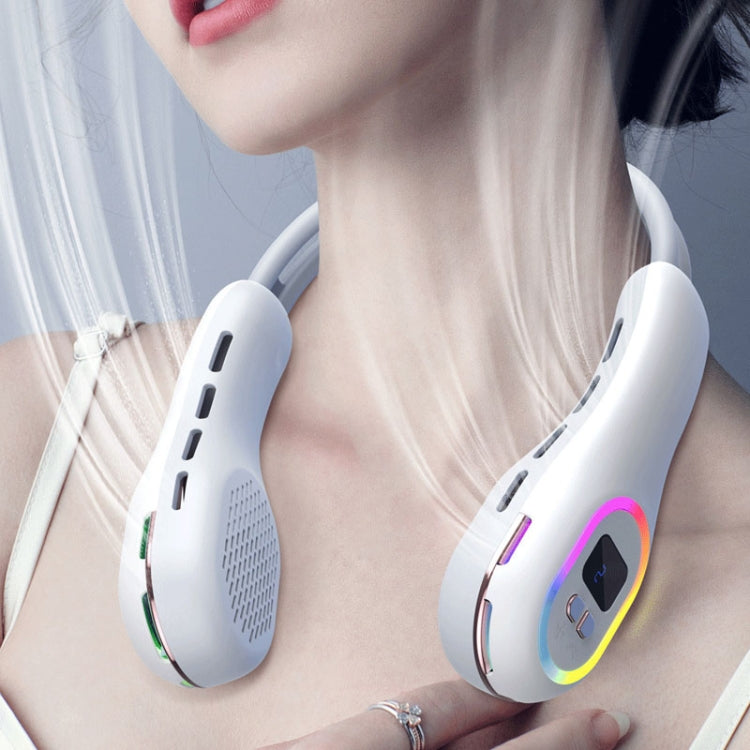 S57 Outdoor Sports RGB Hanging Neck Fan Folding Portable Mini Bladeless USB Fan(Mint Green) by buy2fix