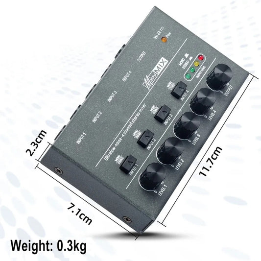 4 Way mixer With Single Channel Stereo Switching Mini Signal Hybrid Small Audio by buy2fix