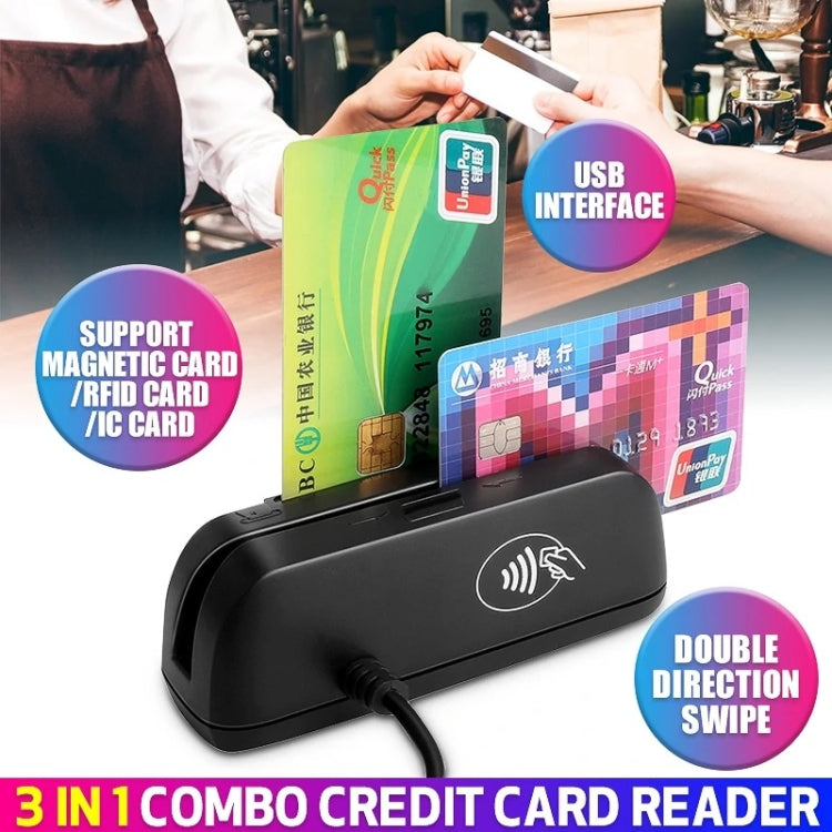 YL116U-3 3 in 1 IC Card Induction Magnetic Card Reader by buy2fix