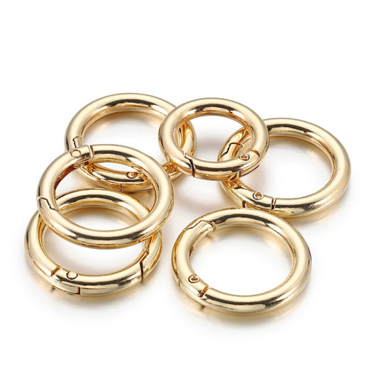 20pcs Zinc Alloy Spring Ring Metal Open Bag Webbing Keychain, Specification: 1 inch Light Gold by buy2fix