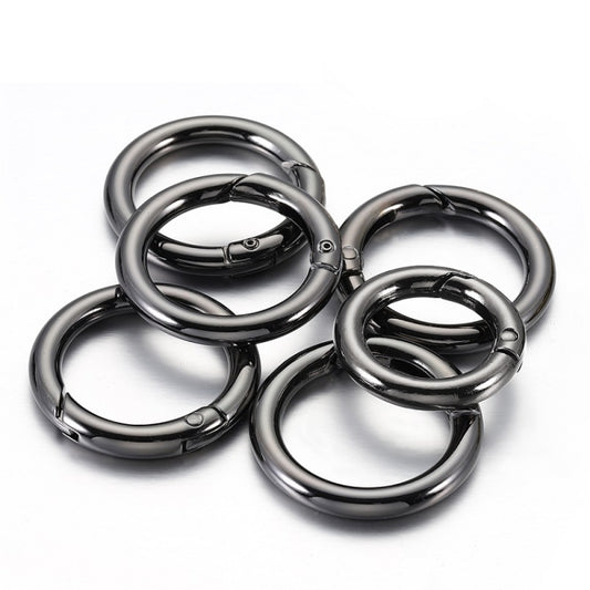 20pcs Zinc Alloy Spring Ring Metal Open Bag Webbing Keychain, Specification: 1 inch Black by buy2fix