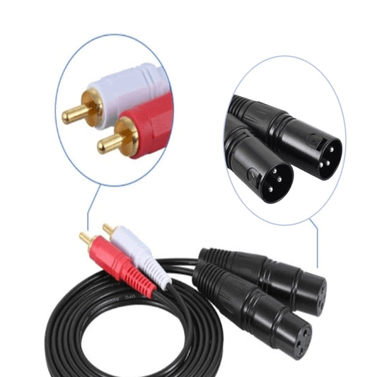 2RCA To 2XLR Speaker Canon Cable Audio Balance Cable, Size: 0.5m(Dual Lotus To Dual Canon Male) by buy2fix