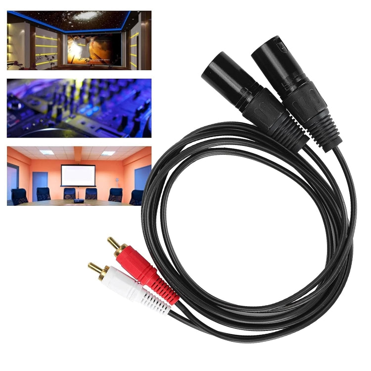 2RCA To 2XLR Speaker Canon Cable Audio Balance Cable, Size: 1.5m(Dual Lotus To Dual Canon Male) by buy2fix