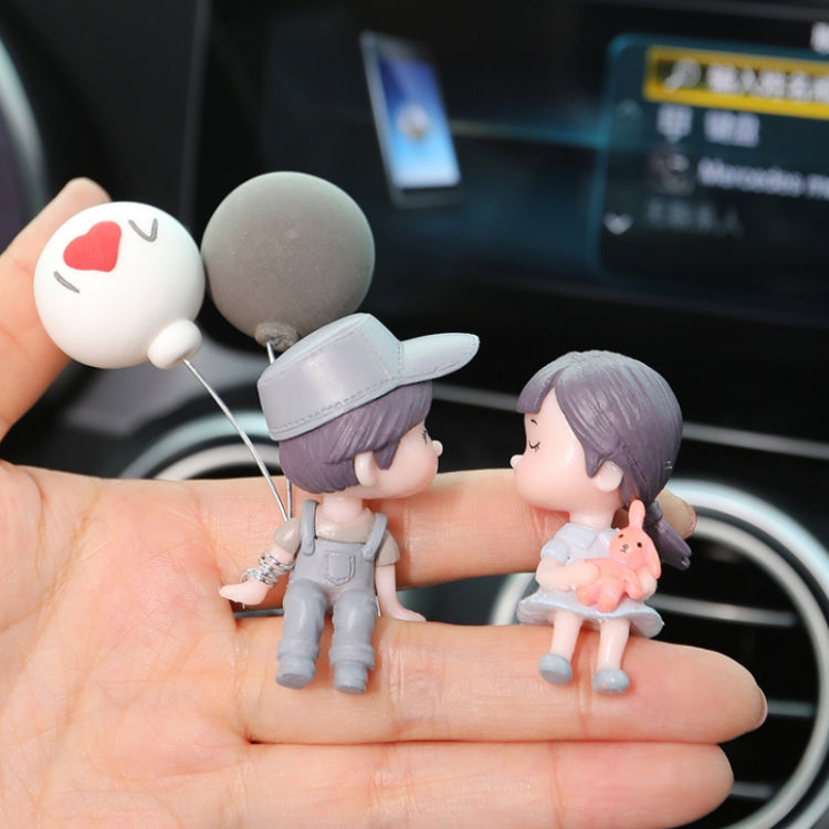 Car Ornament Ornament Lovely Kissing Couple Doll, Color: Gray+Balloon by buy2fix