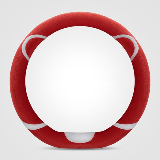 Car Steering Wheel Cartoon Short Fluff Handle Cover, Size: 38cm(Red D Shape) by buy2fix