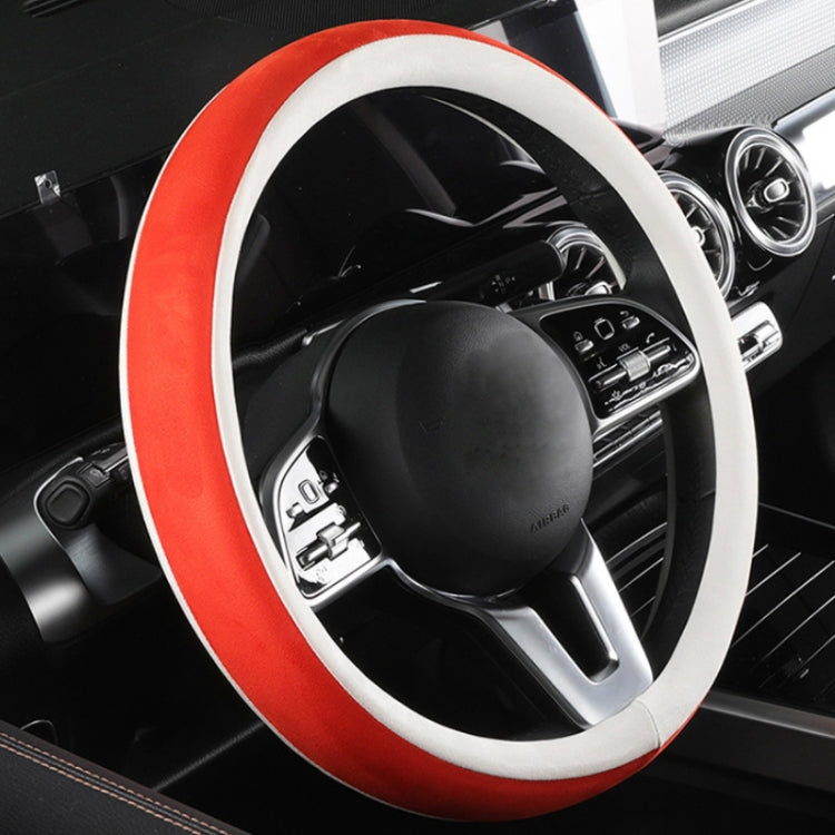 Car Steering Wheel Short Plush Winter Non-slip Grip Cover, Size: 38cm(D Shaped Orange) by buy2fix
