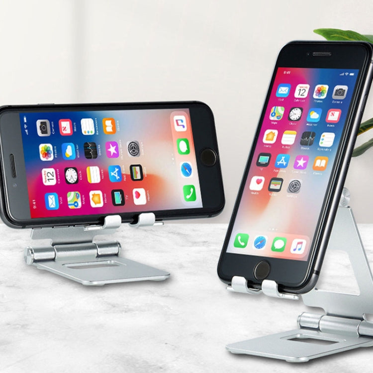 Z10A Aluminum Alloy Double Folding Mobile Phone Holder Desktop Tablet Lazy Holder(Grey) by buy2fix