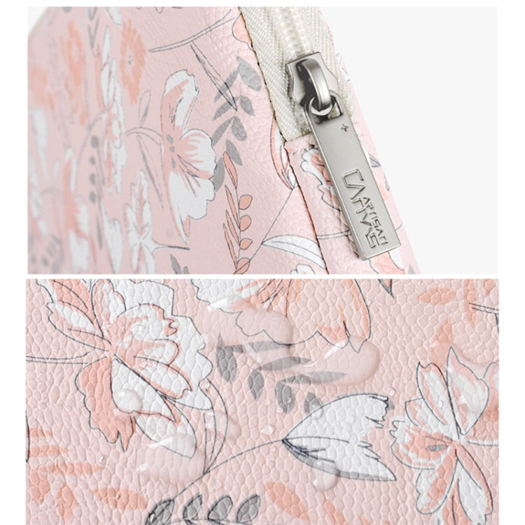 G4-01 15 Inch Laptop Liner Bag PU Leather Printing Waterproof Protective Cover(Light Pink) by buy2fix