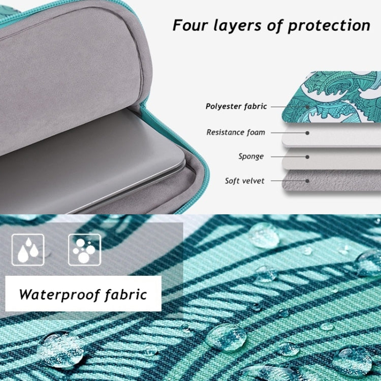H3-04 13 Inch PU Leather Printing Laptop Liner Bag Tablet Sleeve Bag(Green Wave) by buy2fix