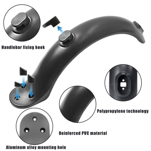For Xiaomi M365 Electric Scooter Accessories, Fender+Bracket+Taillight, Color: Black Without Wrench by buy2fix