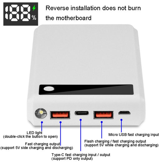 Q6 Removable 6 Sections 18650 Battery Box Charger Case, Style: Flash/Fast Charge(White) by buy2fix