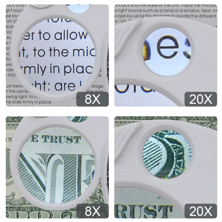 6901A 8X 20X Double Lens Folding Magnifier With LED Lamp and Keychain(Silver) by buy2fix