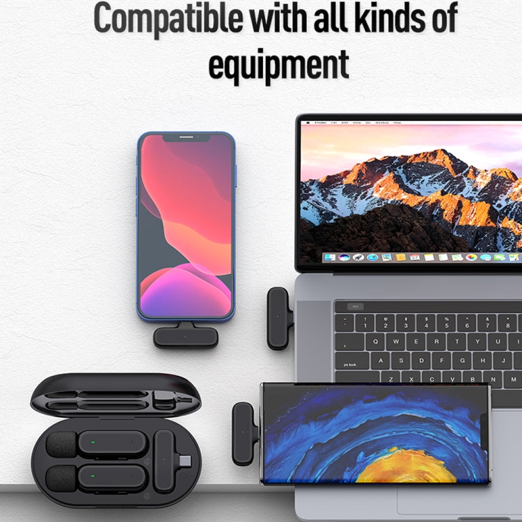 K63 One To Two Wireless Lavalier Microphone With Charging Box Noise Reduction Video Record Mic,Spec: 8 Pin Interface by buy2fix