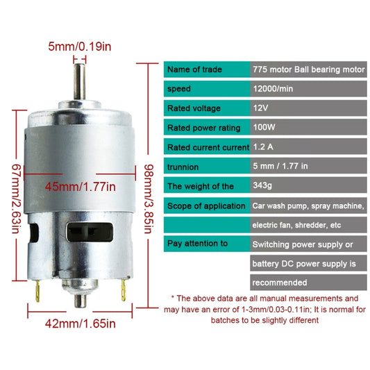 775 Spindle Motor High Speed High Power Large Torque with Ball Bearing by buy2fix