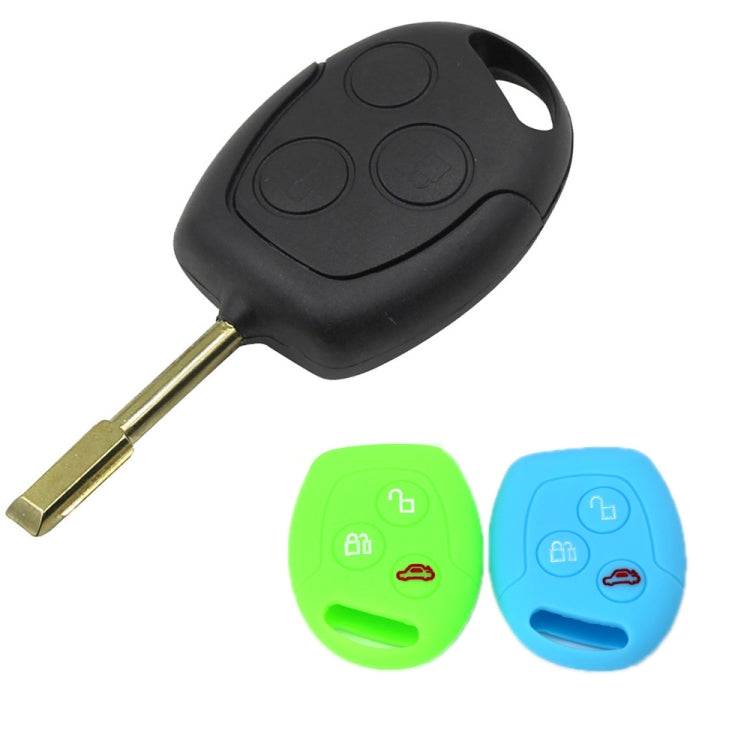 For Ford Transit/Focus 2pcs 3-Button Silicone Key Protector(Sea ??Blue) by buy2fix