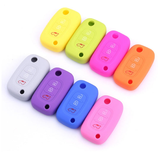 For Mercedes-Benz Smart Folding 2pcs 3 Button Silicone Key Case(Purple) by buy2fix