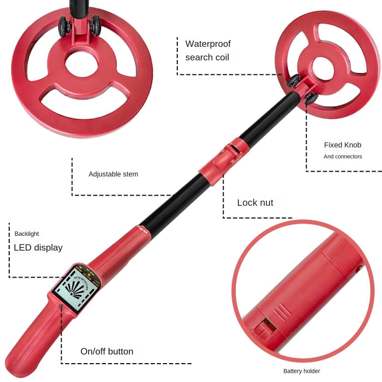 Goint MD3006 Metal Detector Outdoor Treasure Hunter Toys Children Science Detector(Red) by Goint