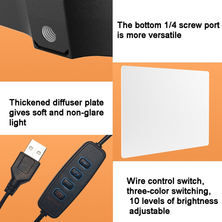 10 Inch 3000-6500K Three-color Temperature Photography Flat-panel Live Fill Light,Spec: 2.1m Bracket by buy2fix