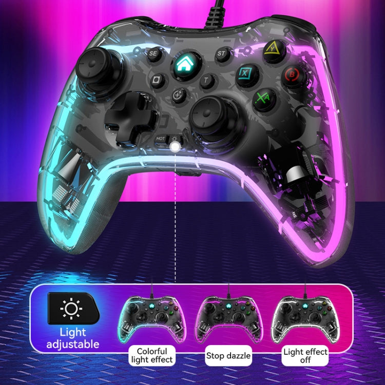 S03 Glare Transparent Wired Gamepad for Nintendo Switch/Sony PS/Computer(White) by buy2fix