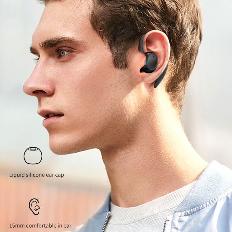 S260 Hanging Ear With Charging Bin Digital Display Stereo Bluetooth Earphones(Black) by buy2fix