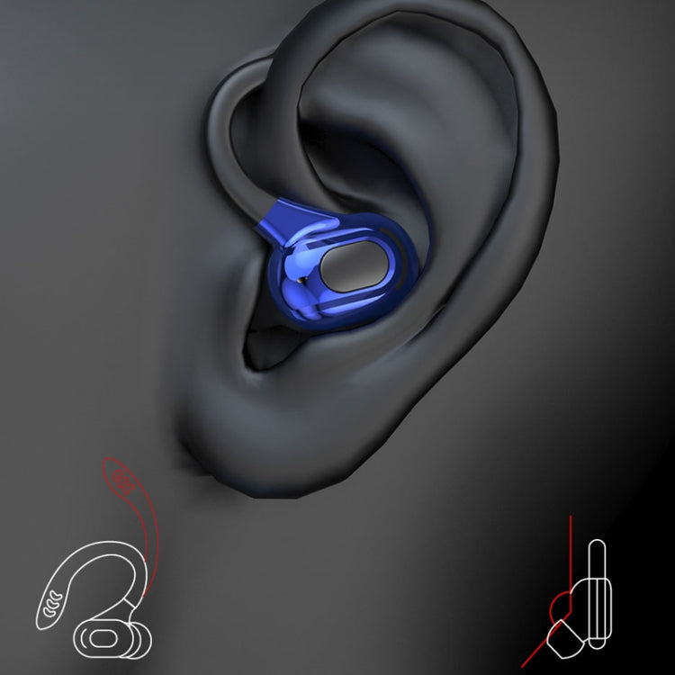 F8 Hanging Ear Stereo Wireless Bluetooth Earphones With Charging Bin(Blue Double Ear) by buy2fix
