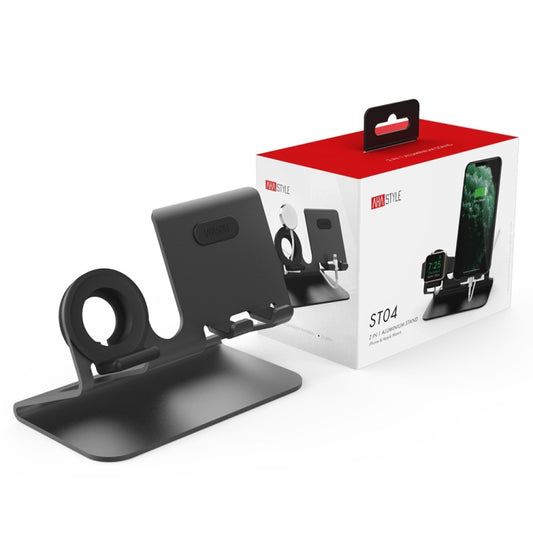 AhaStyle ST04 Aluminum Alloy Charging Base, For 4-8 inch Smart Phone&Apple Watch Series(Black) by AhaStyle