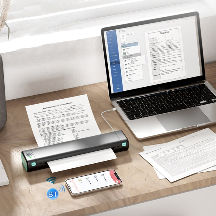 M08F Bluetooth Wireless Handheld Portable Thermal Printer(Gray A4 Version) by buy2fix