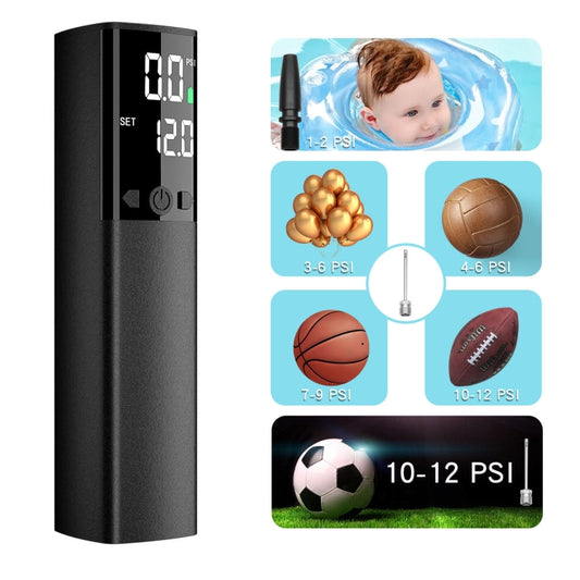 AP-04 Wireless Electric Air Pump With LCD Display For Football Basketball(Black) by buy2fix