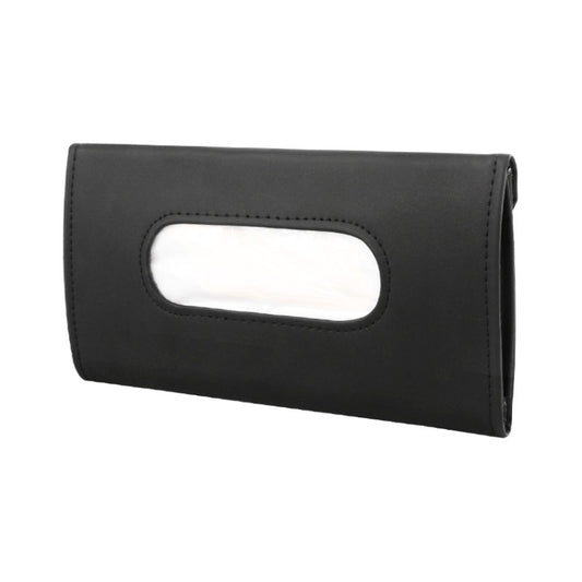 Car Sun Visor Tissue Holder Leather Hanging Storage Box(Black) by buy2fix