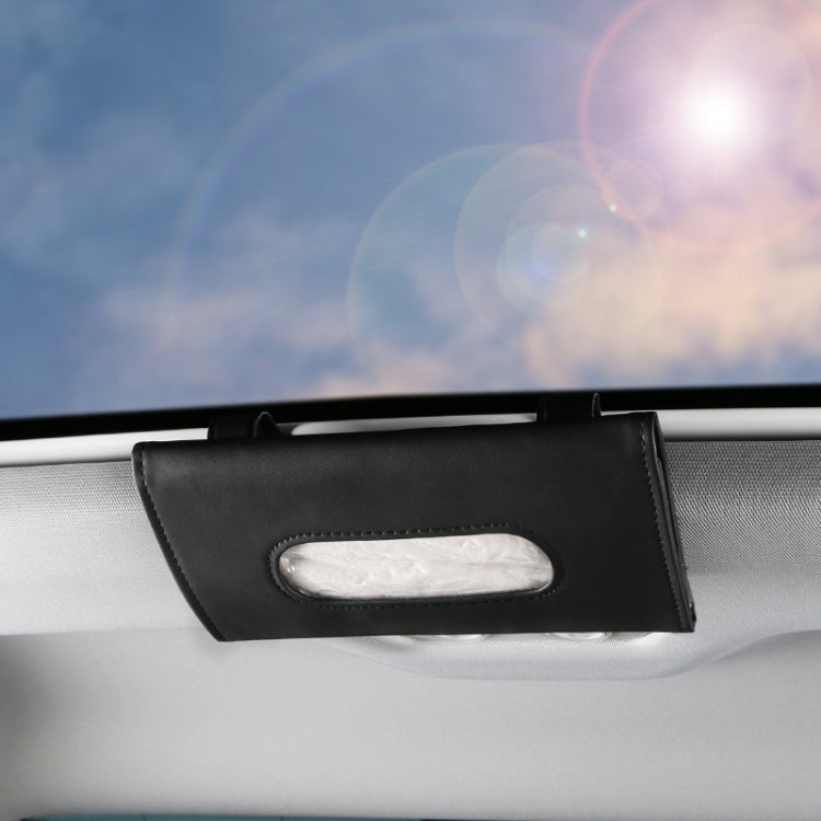 Car Sun Visor Tissue Holder Leather Hanging Storage Box(Black) by buy2fix